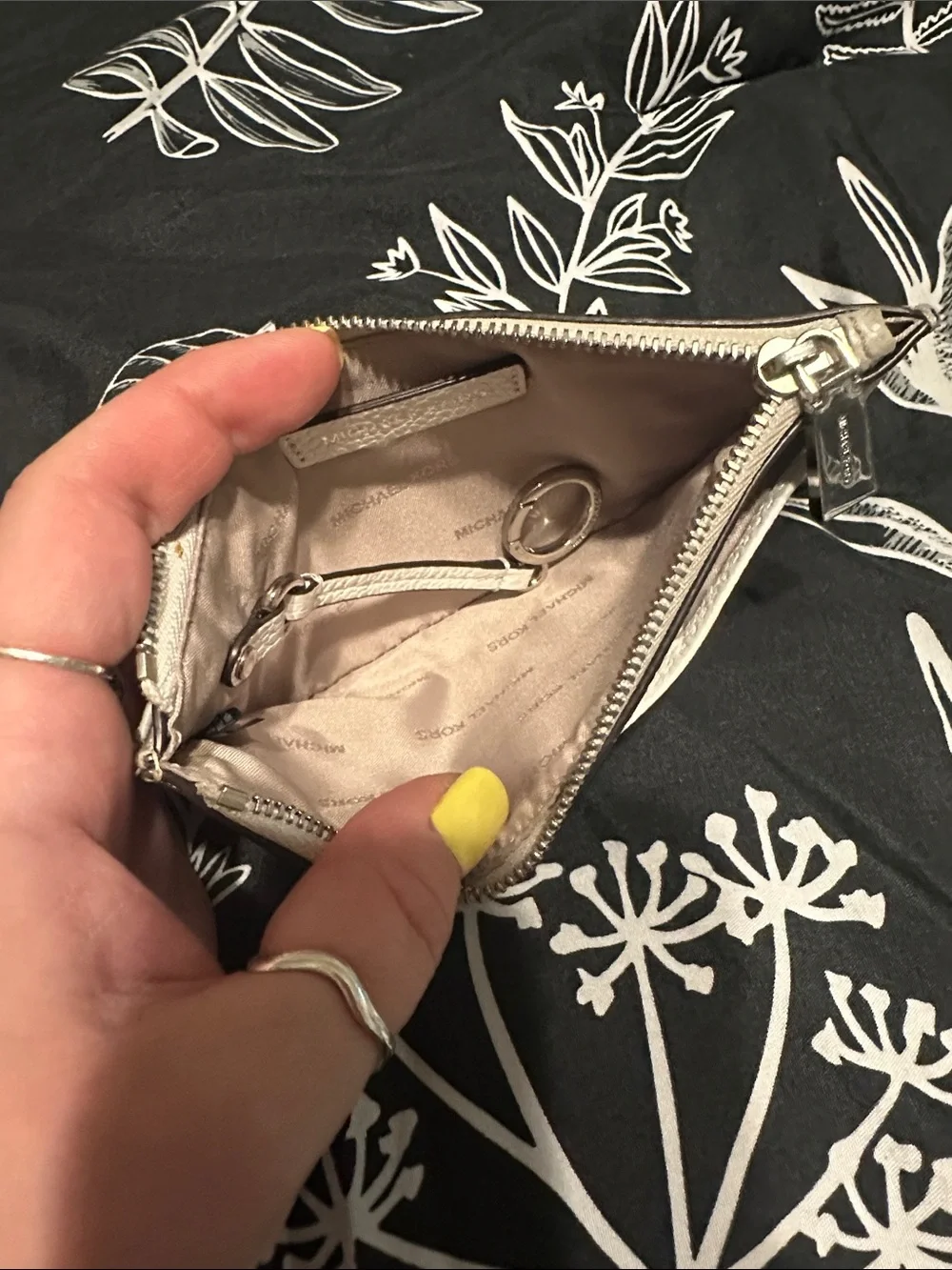 Michael Kors Pebbled Leather Zip Wristlet in Light Beige